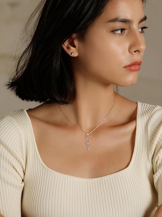 S.Leaf Cat Lover's Necklace - Cat Pendant for Women, Birthday Gifts for Her & Friends