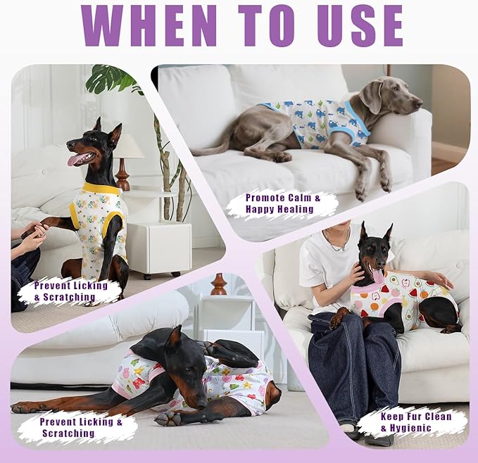 Recovery Suit for Dogs After Surgery, Professional Dog Surgical Suit for Female Spay, Male Neuter, E-Collar & Cone Alternative Dog Onesie for Abdominal Wounds Skin Disease, Purple, S