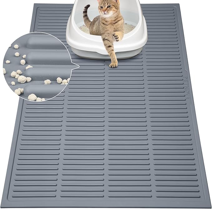 Rubber Large Litter Mat: Cat Litter Trapping Mat - Easy Clean Kitty Litter Catcher Mat (32" x 21")