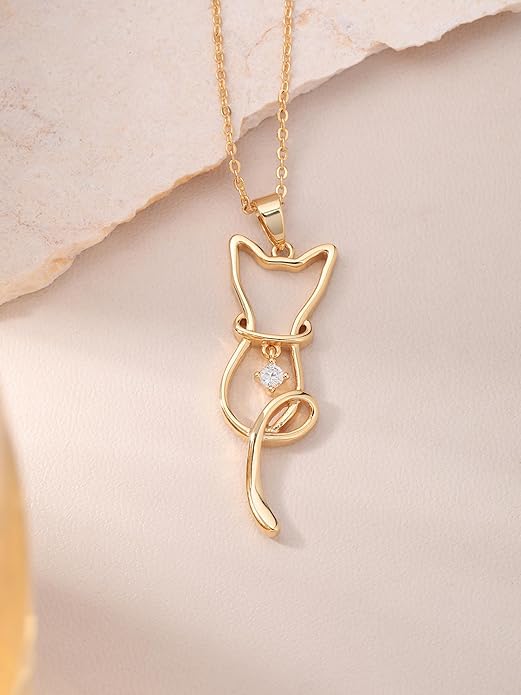 S.Leaf Cat Lover's Necklace - Cat Pendant for Women, Birthday Gifts for Her & Friends