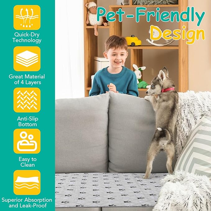 1 Pack Extra Large 72"X72" Washable Pee Pads for Dogs Super Absorbent Dog Training Pads Non-Slip Waterproof Pet Training Pads Mats Whelping Pads for Dogs Cats Puppy