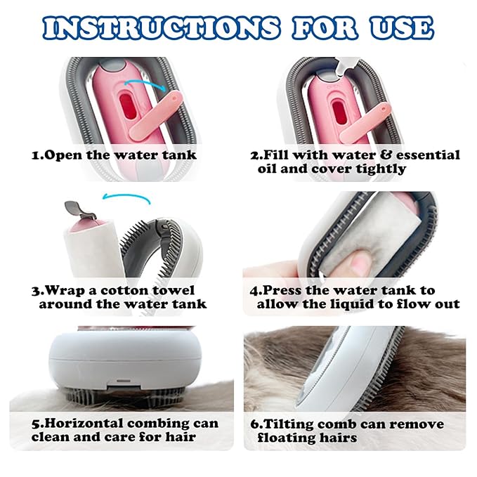 2 PCS Cat Grooming brush, Cat Self Groomers with Catnip, Pet Hair Removal Comb with Water Tank,Cat Accessories Including Soft Tissue for Indoor Long Fur Kitten Massage and Cleaning(Pink)
