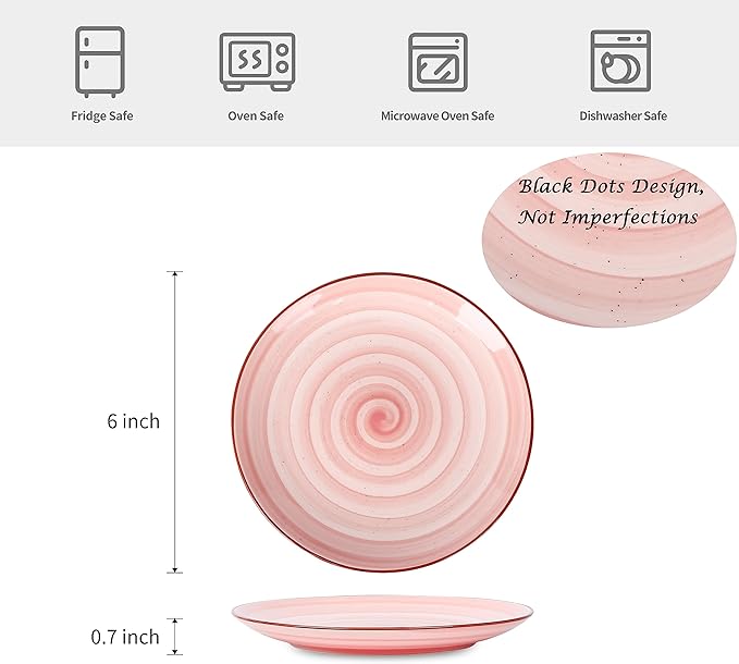 Selamica Ceramic Dessert Plates Set of 6, Small Salad Plates 6 Inch Appetizer Plates for Kitchen, Small Dinner Plates/Dishes for Cake Snacks Side Dish, Microwave Dishwasher Safe, Gradient Color