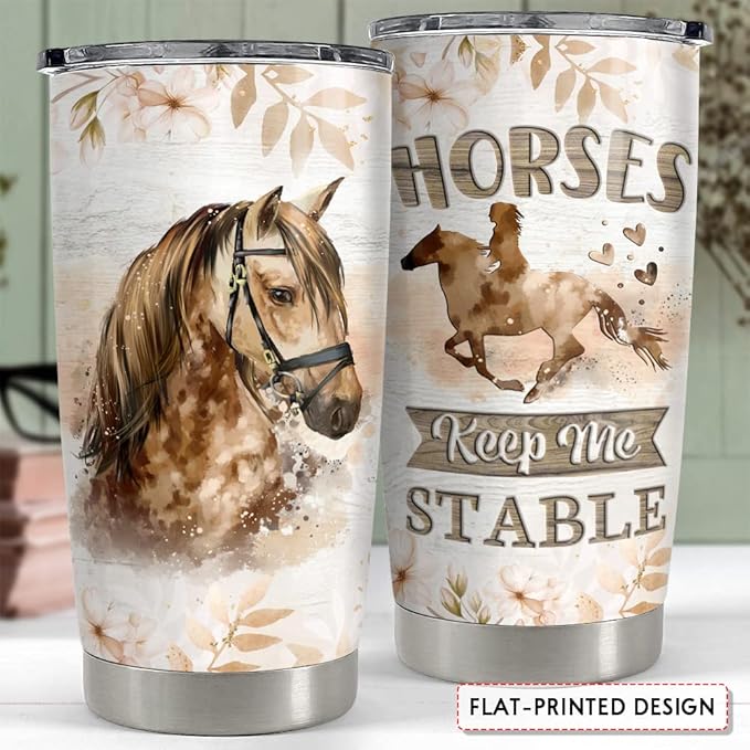 SANDJEST Horse Tumbler Motivation 20oz Tumblers with Lid Gift for Women Girl Daughter Sister Animal Lovers Christmas Birthday
