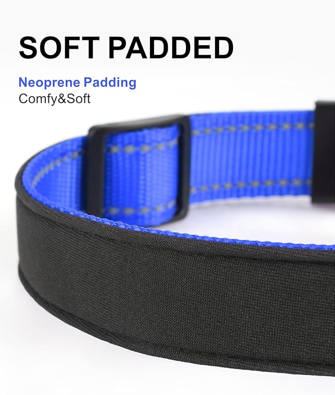 TagME Airtag Dog Collar,Waterproof Reflective Pet Collar with Airtag Holder,Soft Padded and Double D-Rings for Extra Large Dogs,Navy Blue