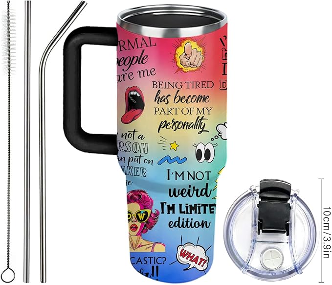 Sarcastic Gifts For Women - Multicoloured Snarky Quotes Travel Tumbler Coffee Mugs 40oz For Women Adult Humor, Funny Girl Gifts Cup, Birthday Sarcasm Gift For Friend Bestie Mom Coworker