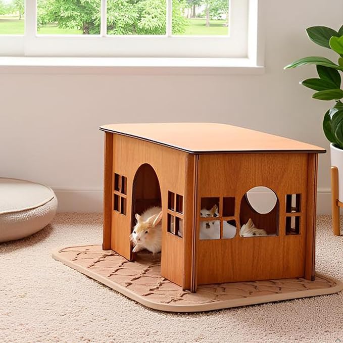 Guinea Pig Houses and Hideouts, Hamster House Hideout, Wooden Small Animal House with Windows, Large Guinea Pig Hideout Castle for Hamsters Small Bunny Chinchillas Playing Hiding
