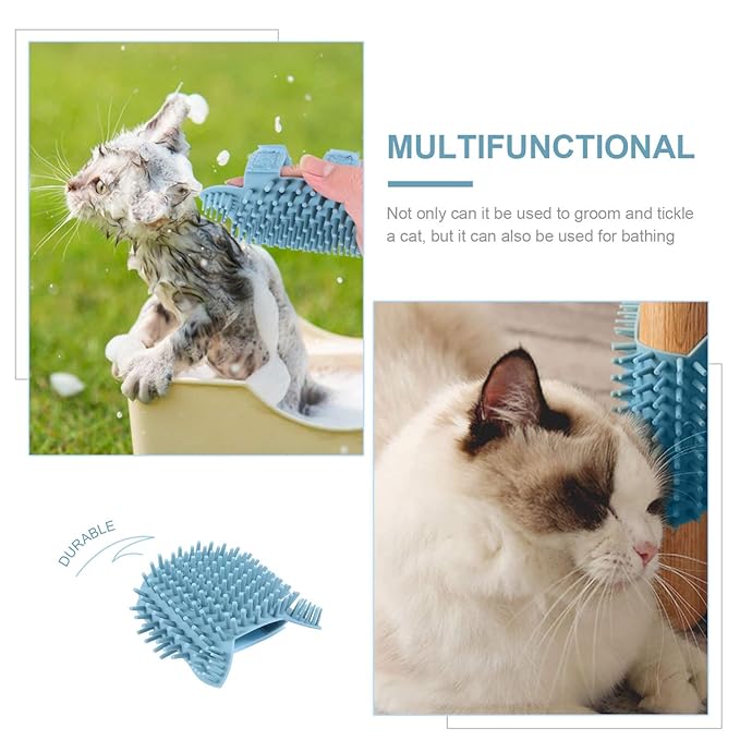 Scicalife Cat Self Groomer Cat Brush Wall Corner Massager Tool Silicone Cat Face Scratcher Medium