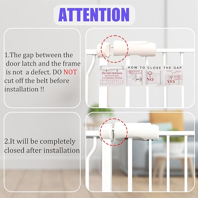 Extra Wide Baby Gate 85.8-104.5 Inch, Pressure Mounted No Drilling, for Stairs & Doorways, Metal White Indoor Safety Gate for Kids and Dogs