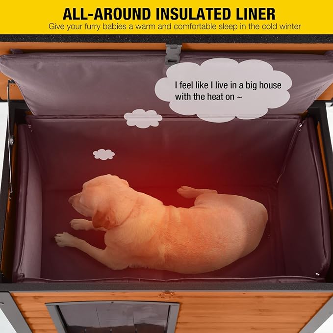 Aivituvin Outdoor Dog House with Insulated Liner Waterproof Dog Kennel for Winter Cat House for Small & Medium & Large Dogs,Cats,Unique All-Around Iron Frame