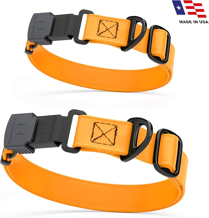 Dogline Biothane Waterproof Dog Collar with Herm Sprenger Black Stainless Steel Quick Release Buckle – Heavy Duty Tactical Durable Collar for Dogs – Comfortable, Safe Pet Collar W 1" L15-25 Tangerine