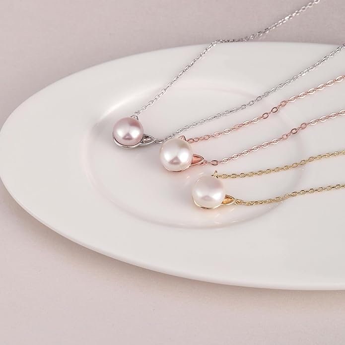 S.Leaf Cat Pearl Necklaces For Women Sterling Silver Cat Lovers Lady Gifts Pearl Opal Jewelry Pendant Collarbone Charm Necklace Best Friend Birthday Gifts for Women Trendy Sister Mom Wife Womens Her Friend Party