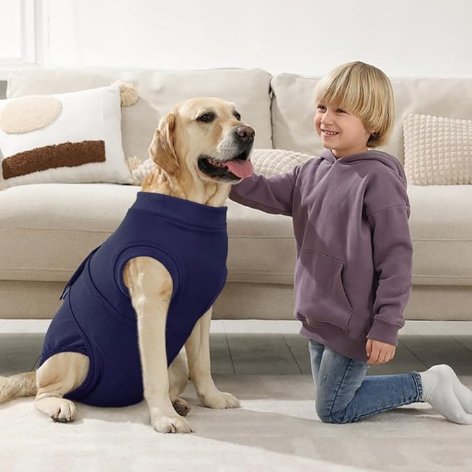Kuoser Dog Surgery Suit Female Spay, Dog Recovery Suit Male Neuter, Puppy Clothes Onesie for Surgery Anti Licking Abdominal Wounds Pet Surgical Recovery Bodysuit Shirt, Substitute E-Collar & Cone