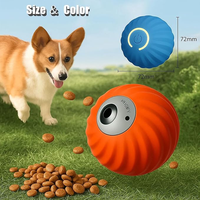 Zoomie Buddy 2.0, Zoomie Buddy for Dogs, 2 in 1 Smart Touch Interactive Dog Balls & Pet Feeder, 2.83" Diameter, Suitable for Small/Medium Dogs, with Fruit Plush Cover (2*Blue, Tomato)
