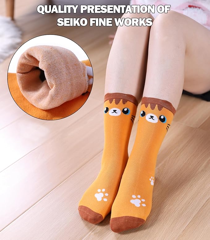 SDBING Womens Cat Socks Cute Gifts Animal Soft Breathable Thin Cotton Casual Crew Socks 5 Pairs