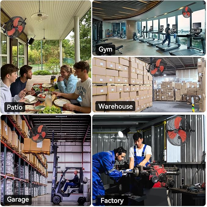 14 Inch Wall Fan Pro Series - Waterproof Motor High Velocity Wall Mount Fans for Commercial, Residential, Warehouse, Covered Patio, Shop, Garage, Barn, Gazebo 3 Speed 3000 CFM UL Safety Listed