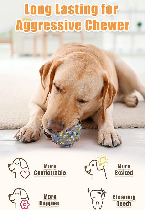 2.36'' Dog Balls for Dogs Aggressive Chewers Indestructible Tennis Durable Bouncy Interactive Dog Toy Balls for Fetch Game Floating Training(Grey Medium)
