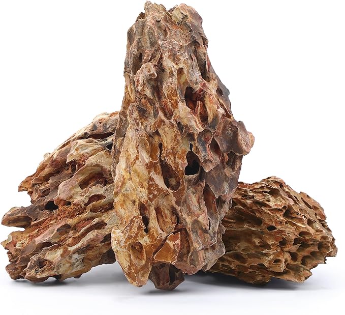 10-12 Inches Natural Dragon Stone 3 PCS Extra Large Aquarium Rocks for Aquascaping, Aquarium Landscaping, Terrariums, Fish Tank Decoration, Vivariums, Paludarium, Amphibian Enclosures