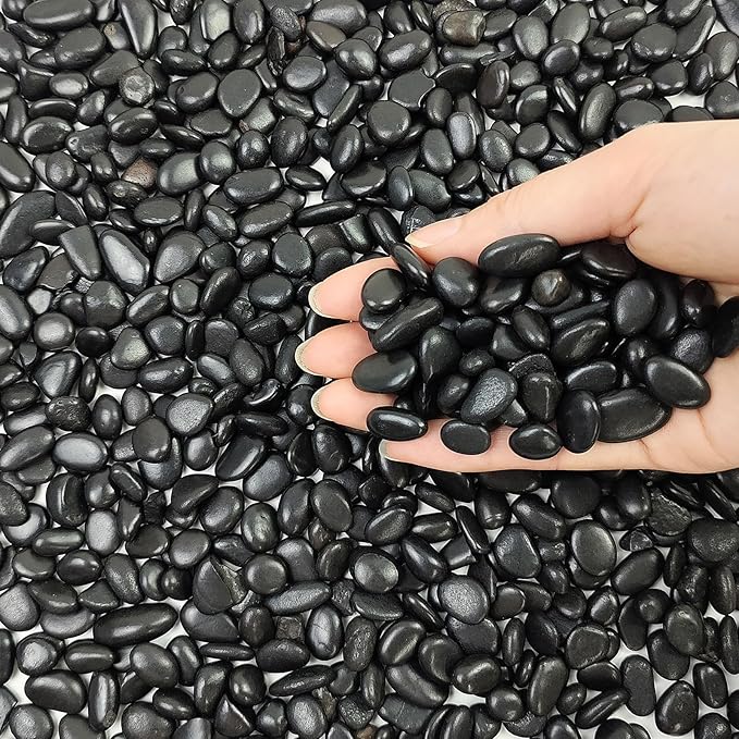 10 lbs Small Black Pebbles for Indoor Plants. 3/8 inch Decorative Black River Rocks for Succulent Potted Plant, Vase, Landscaping and Outdoor Garden Rocks