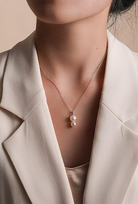 S.Leaf Cat Pearl Necklaces For Women Sterling Silver Cat Lovers Lady Gifts Pearl Opal Jewelry Pendant Collarbone Charm Necklace Best Friend Birthday Gifts for Women Trendy Sister Mom Wife Womens Her Friend Party
