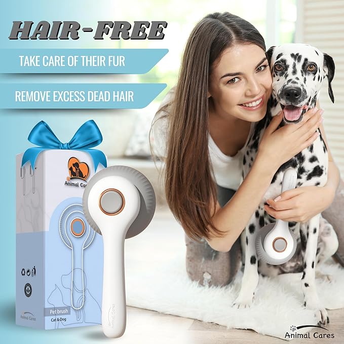 Self Cleaning Pet Brush for Dogs Cats Grooming Tool Removes Loose Fur Reduces Shedding Safe Silicone Tips Comfortable Ergonomic Handle Suitable for Short Medium Long Hair Hypoallergenic for All Pets