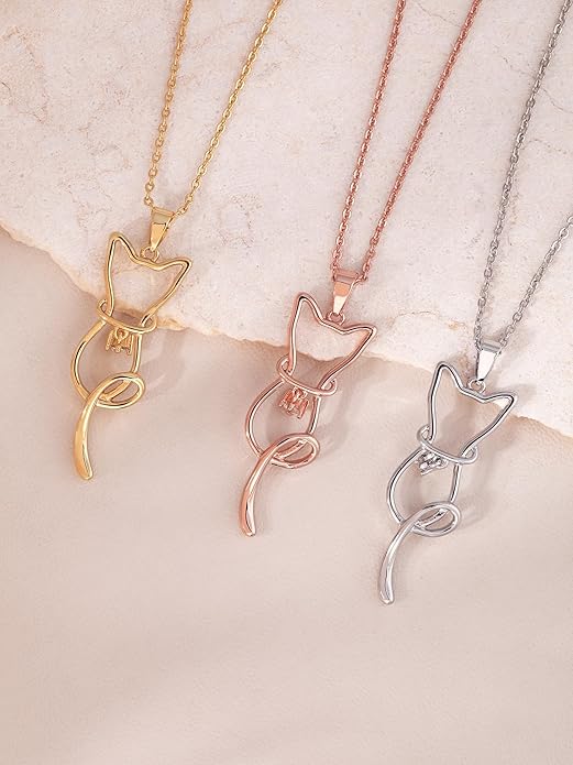 S.Leaf Cat Lover's Necklace - Cat Pendant for Women, Birthday Gifts for Her & Friends