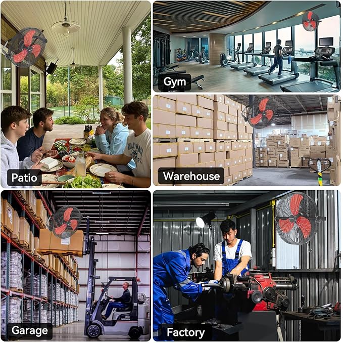 18 Inch Wall Fan Pro Series - 4900 CFM 3 Speed High Velocity Industrial Wall Mount Fans for Commercial, Residential, Warehouse, Covered Patio, Shop, Garage, Barn, Gazebo UL Safety Listed