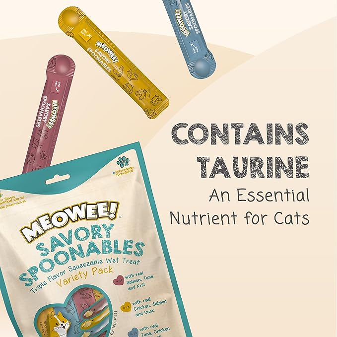 Savory Spoonables Variety Pack for Cats, 12 Count, Treat Your Cat to Triple Flavor Squeezable Lickable Wet Treats with Built-in Spoon for Less Mess