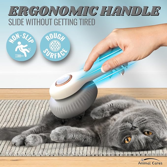 Self Cleaning Pet Brush for Dogs Cats Grooming Tool Removes Loose Fur Reduces Shedding Safe Silicone Tips Comfortable Ergonomic Handle Suitable for Short Medium Long Hair Hypoallergenic for All Pets