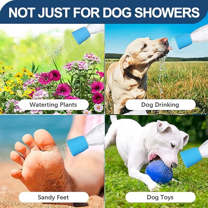 3 Piece Portable Outdoor Shower for Dogs Bottle Attachment Outdoor Sprayer Accessory for Most Plastic Water Bottles, Suitable for Bathing Pets During Outdoor Activities Camping.(Orange+Blue+Green)