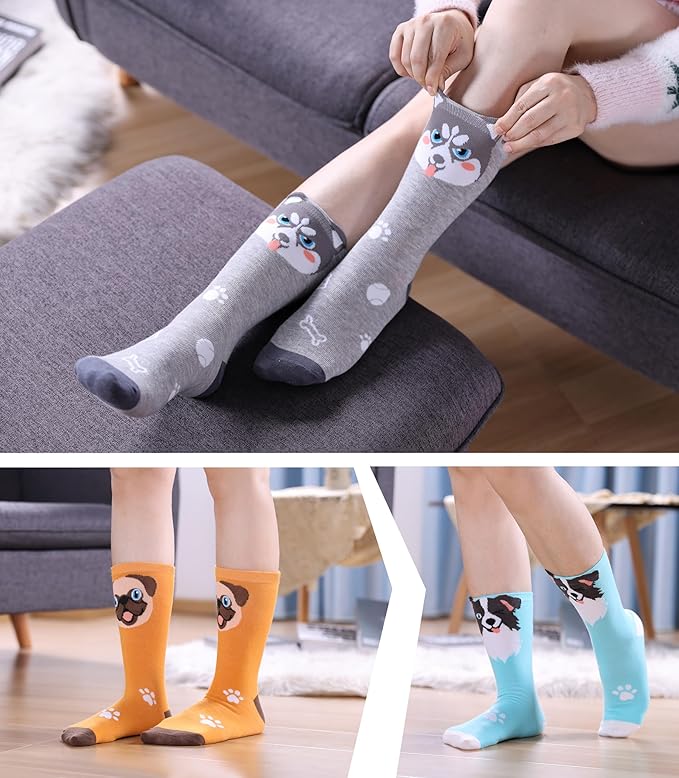 SDBING Womens Cat Socks Cute Gifts Animal Soft Breathable Thin Cotton Casual Crew Socks 5 Pairs