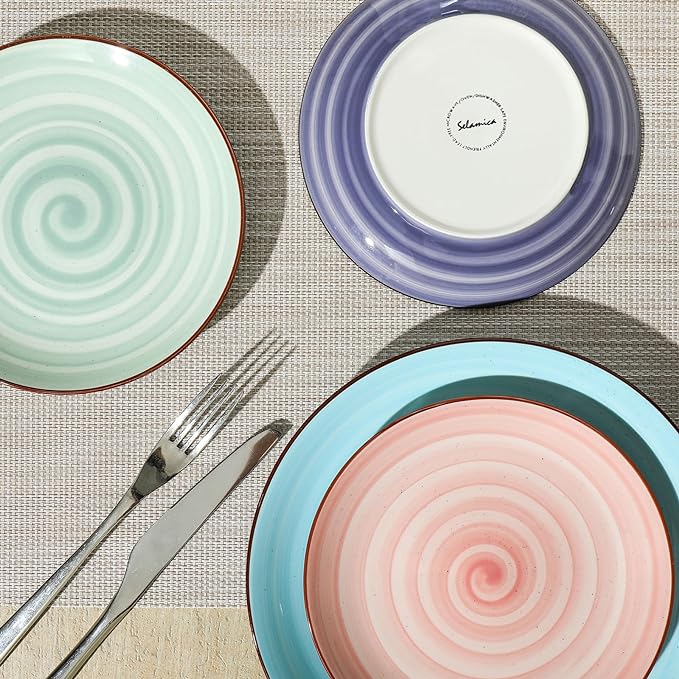 Selamica Ceramic Dessert Plates Set of 6, Small Salad Plates 6 Inch Appetizer Plates for Kitchen, Small Dinner Plates/Dishes for Cake Snacks Side Dish, Microwave Dishwasher Safe, Gradient Color