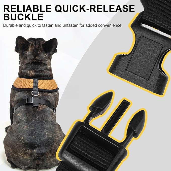 BINGPET No Pull Dog Harness,Soft Mesh Breathable All Weather Vest Harness,Safety Protection Design Durable Adjustable Step-in Easy Walk Dog Harness for Small Medium Large Dogs(Beige,L)