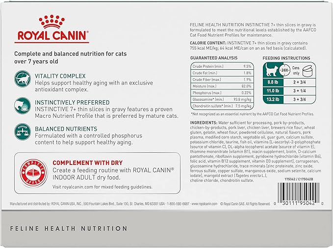 Royal Canin Instinctive 7+ Years Thin Slices in Gravy Wet Cat Food, 3 oz can (12-Count)