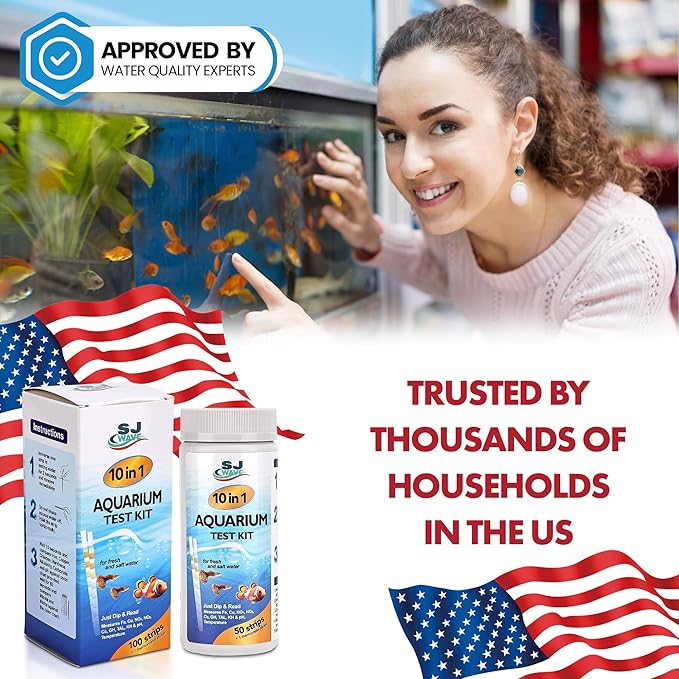 10 in 1 - Aquarium Test Strips | 100 Fast & Accurate Strips | Fish Tank Aquariums Water Test Kit & ebook | Aquarium Thermometer | Fish Tank Water Testing Kit for Fresh & Saltwater | Versatile Usage