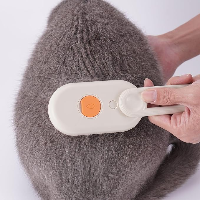 Self Cleaning Brush for Pet Grooming - 3 In 1 Steam Brush with Massage and Water Spray, Rechargeable Silicone Brush for Cats and Dogs