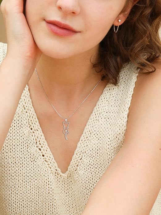 S.Leaf Cat Lover's Necklace - Cat Pendant for Women, Birthday Gifts for Her & Friends