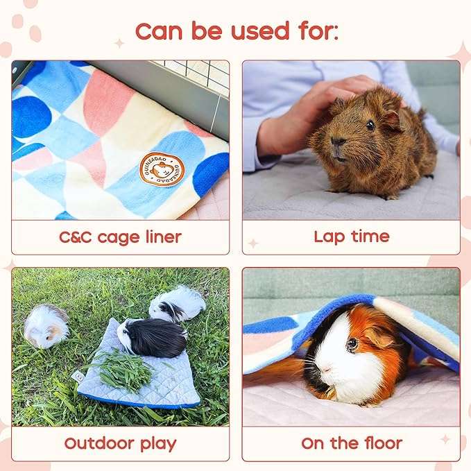 GuineaDad Premium Liner – Fleece Guinea Pig Cage Liner – Ultra-Plush Reusable Fleece Bedding with Waterproof Bottom – (Peach Pie)