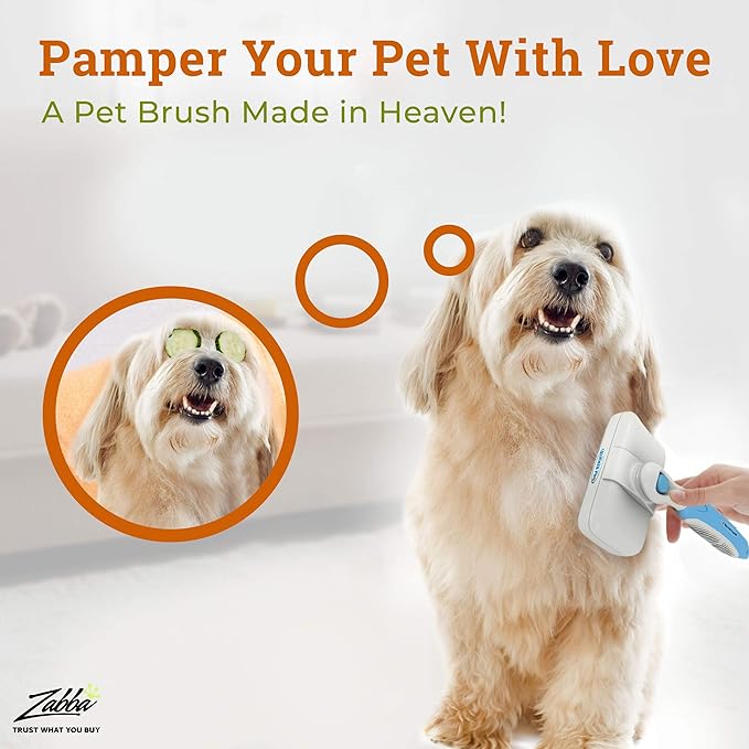 Self Cleaning Dog Brush for Shedding Slicker Brush Cat Long Haired Pet Brush Grooming Deshedding Supplies - Medium to Large Pets White