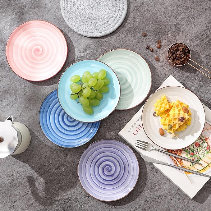 Selamica Ceramic Dessert Plates Set of 6, Small Salad Plates 6 Inch Appetizer Plates for Kitchen, Small Dinner Plates/Dishes for Cake Snacks Side Dish, Microwave Dishwasher Safe, Gradient Color