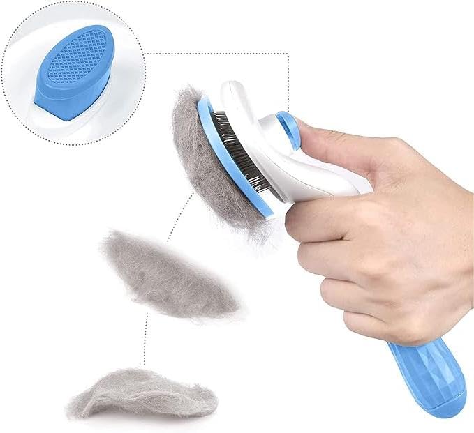 Self Cleaning Slicker Brush for Dogs & Cats, Dog Brush For Shedding, Cat Brush & Dog Brush with Massage Particles, Deshedding Brush, Hair Brush Puppy Brush for Haired Dogs