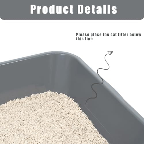 1 Pack of Extra Large Cat Litter Box (ABS Material), Low Entry Senior Litter Pen for Geriatric Kitty Big Cats, Jumbo Pet Safe Litter Boxes Tray for Indoor Pets Potty (White, 24" L x 20" W)