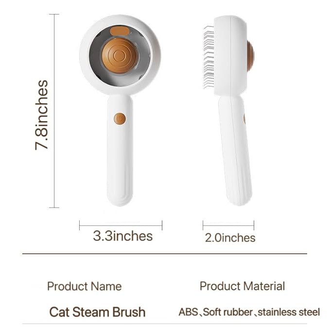 Cat steam brush for indoor cats features blue light technology,combining a dog steam brushes,ideal for the pets steam brushes for dogs and cats,and pet spray hair removal comb user BROWN