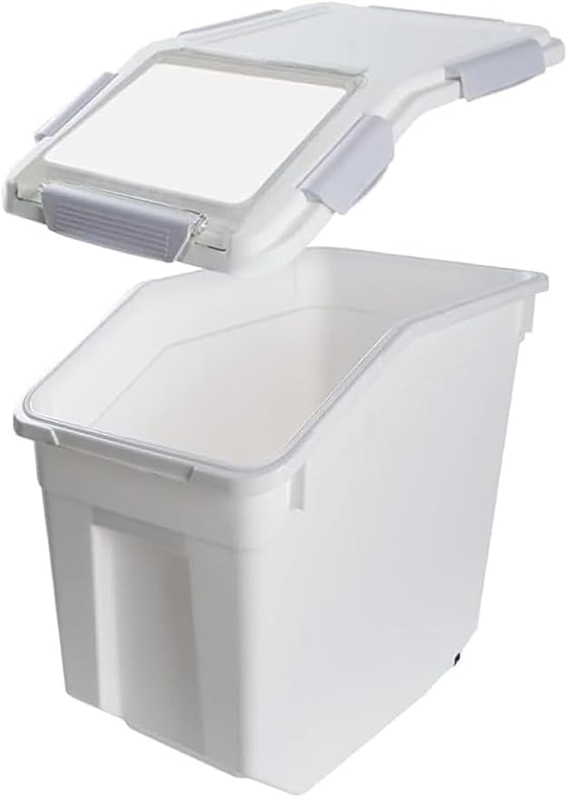RUIAN 2pcs Food Container, Food Storage Box With Lid and Shovel, Airtight Flour Storage Container 25 lb Rice Storage Container with Wheels for Kitchen Flour, Rice, Grain,（Gray）