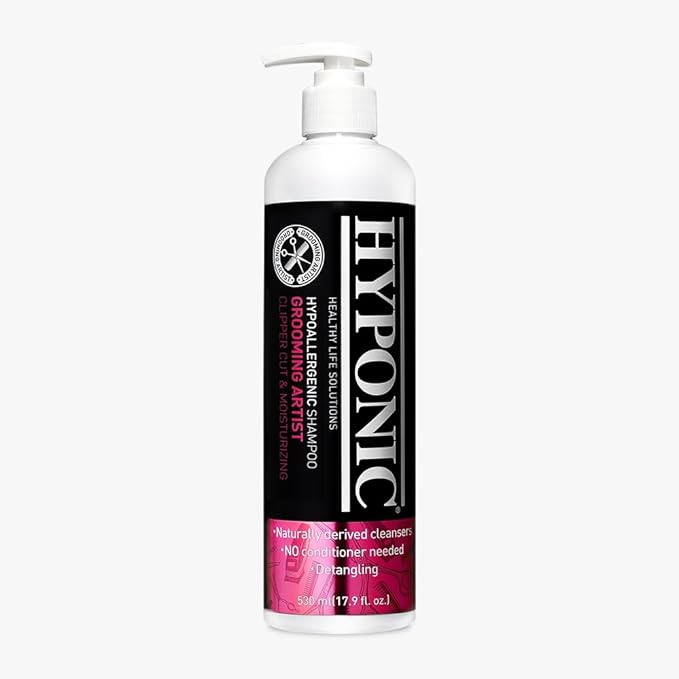 HYPONIC Grooming Artist Shampoo - Hypoallergenic Pet Shampoo for Groomers (Clipper Cut & Moisturizing (17.9 oz))