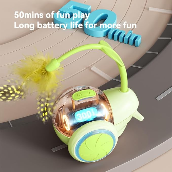 Cat Toys for Bored Indoor Adult Cats,Remote Control Cat Toy with 4 Directions,LED Lights Interactive Remote Control Dog Toy (Green)