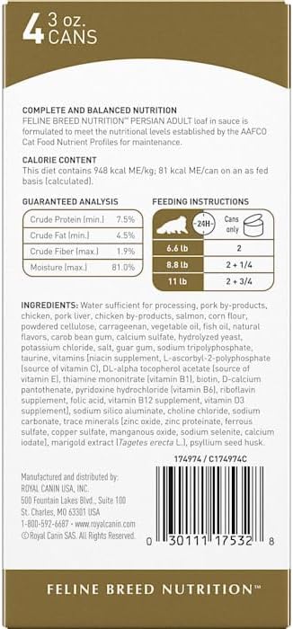 Royal Canin Persian Breed Loaf in Sauce Adult Wet Cat Food, 3 oz can (4-pack)