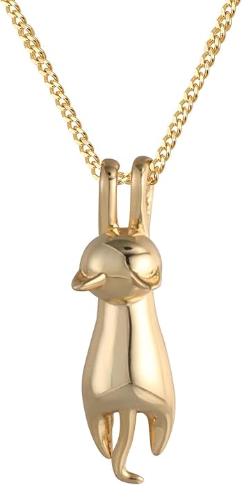 S.Leaf Sterling Silver Cat Necklace - Kitten Jewelry for Women, Cat Mom Gifts