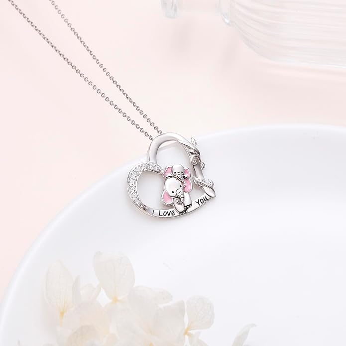 S925 Sterling Silver Mother Daughter Necklace Forever Love Giraffe Panda Dolphin Animal Pendant Jewelry for Women Adults