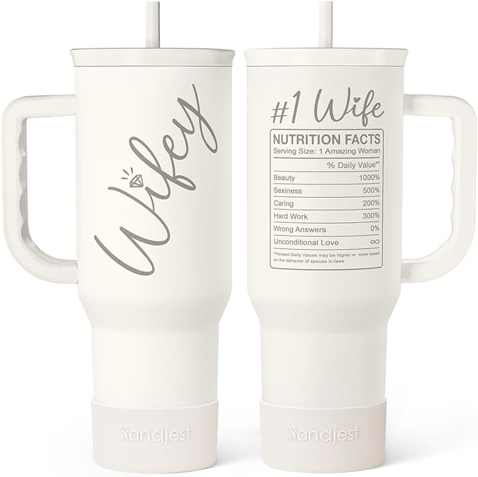 SANDJEST Gift for Wife from Husband – 40oz Insulated Stainless Steel Tumbler with Handle and Straw, Gifts for Anniversary, Birthday, Christmas, Valentine, Coffee Travel Mug